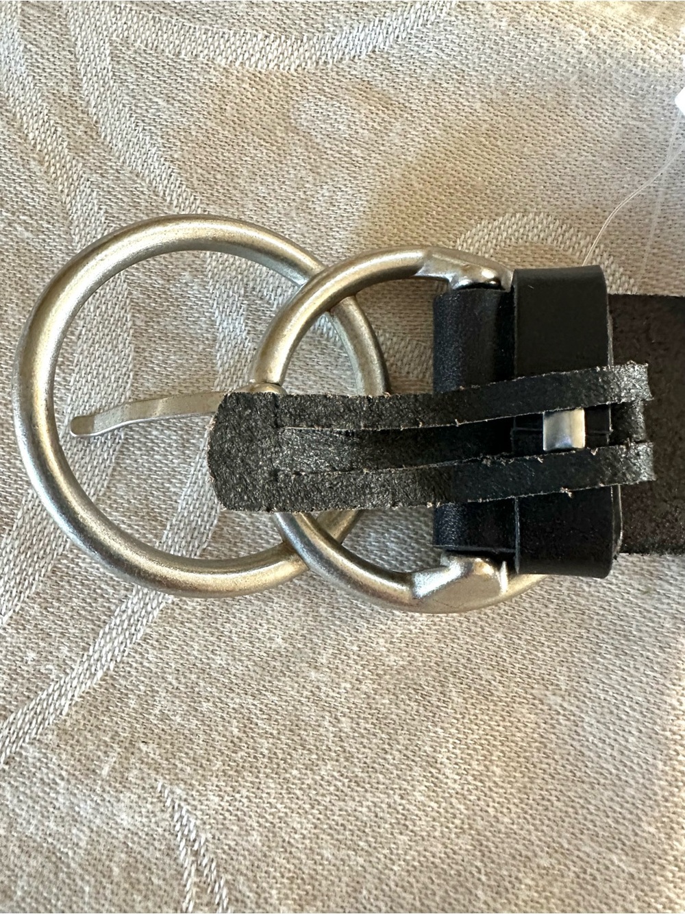 Urban Outfitters NWT Dark Brown Genuine Leather Double Ring Belt Size L 1.5” W - Picture 3 of 12